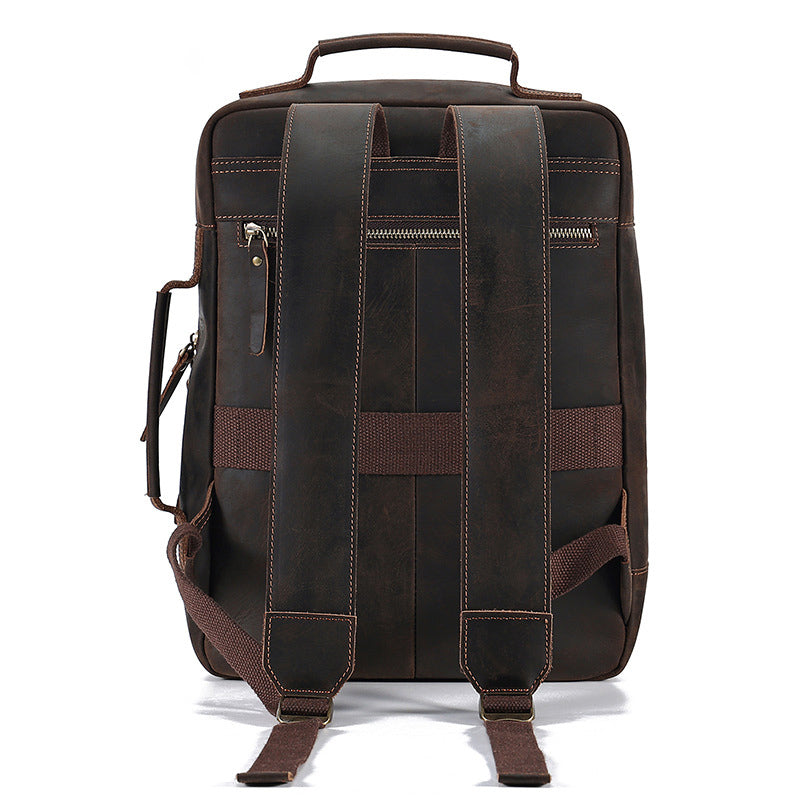李記 | 原創真皮手工 | 毛利安人圖案的電腦背包(可固定在行李箱) 6645號
